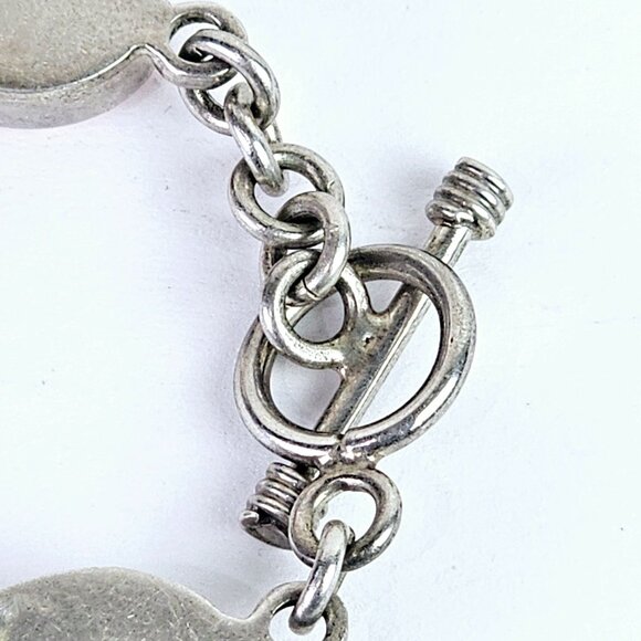 Vintage ATI Mexico .925 Silver Coral Toggle Bracelet, 7.5" - Picture 2 of 6